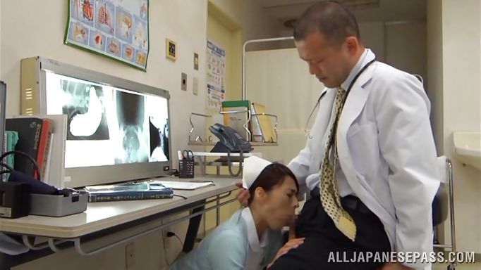 Japanese Nurse Sucks On The Doctor's Cock