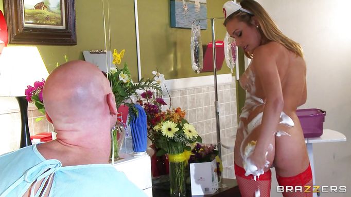 Nurse Soaps Her Breasts