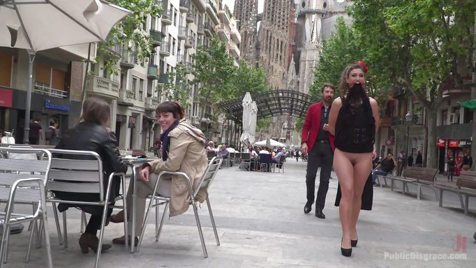 Dirty Slut Walks Down The Street Flashing Her Cunt In A Disgraceful Manner