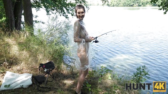 Hot Babe Gives Blowjob While Fishing In Front Of Her Husband